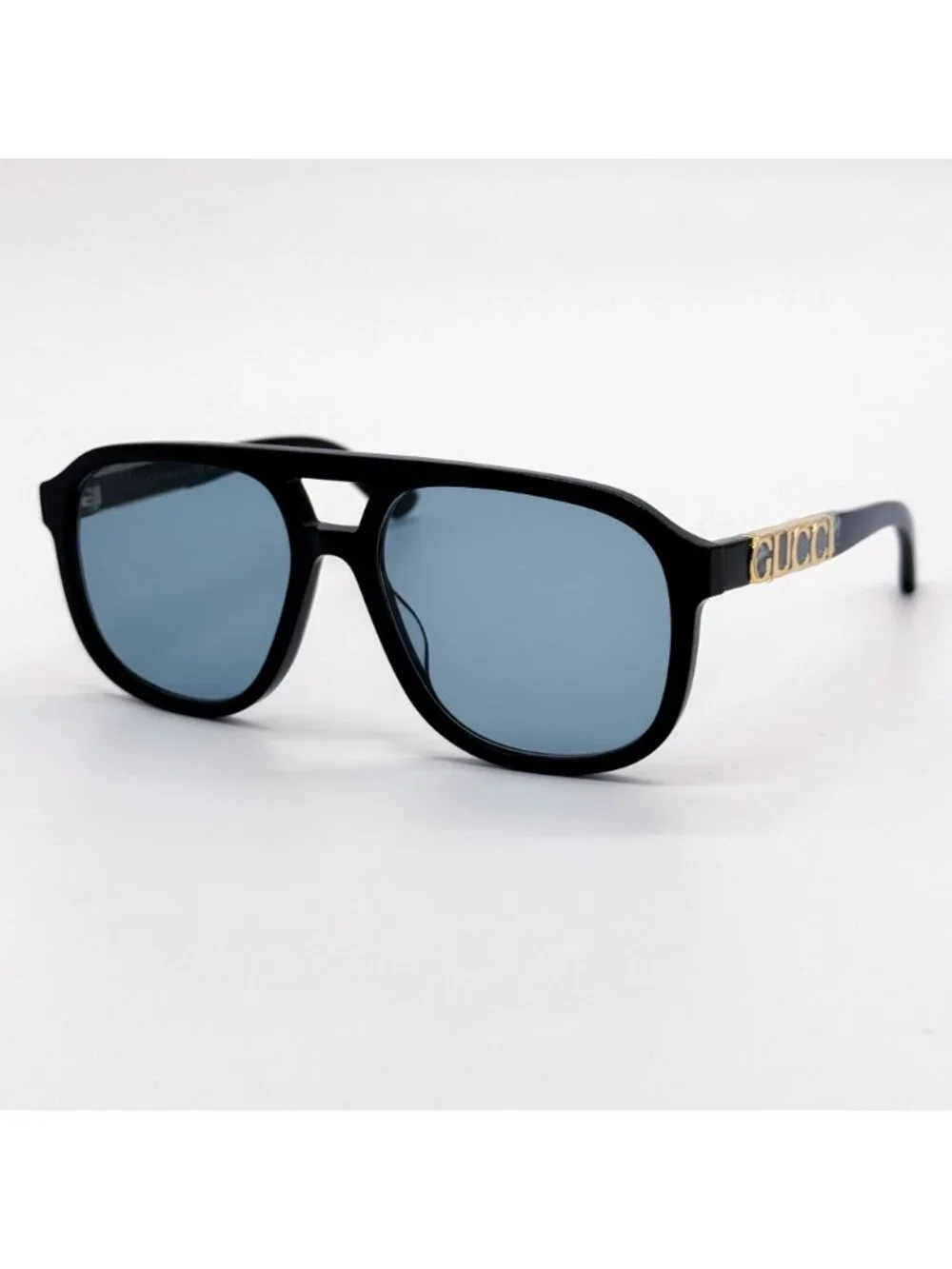 New Gucci Black Blue Aviator Unisex Sunglasses GG1188S 004
